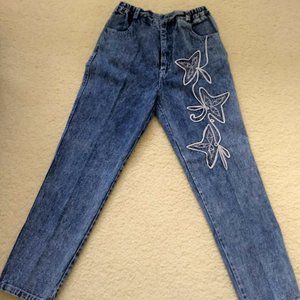 vintage 80s NWOT embroidered acid wash mom jeans